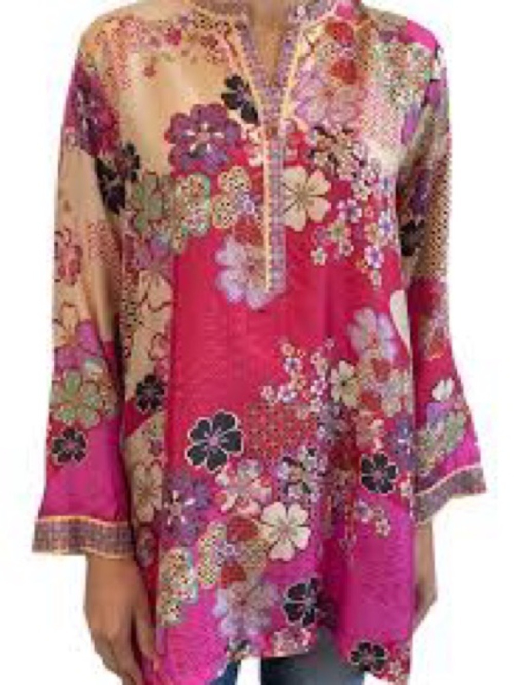 Johnny Was Yama Kels Silk Tunic - Picture 6 of 16